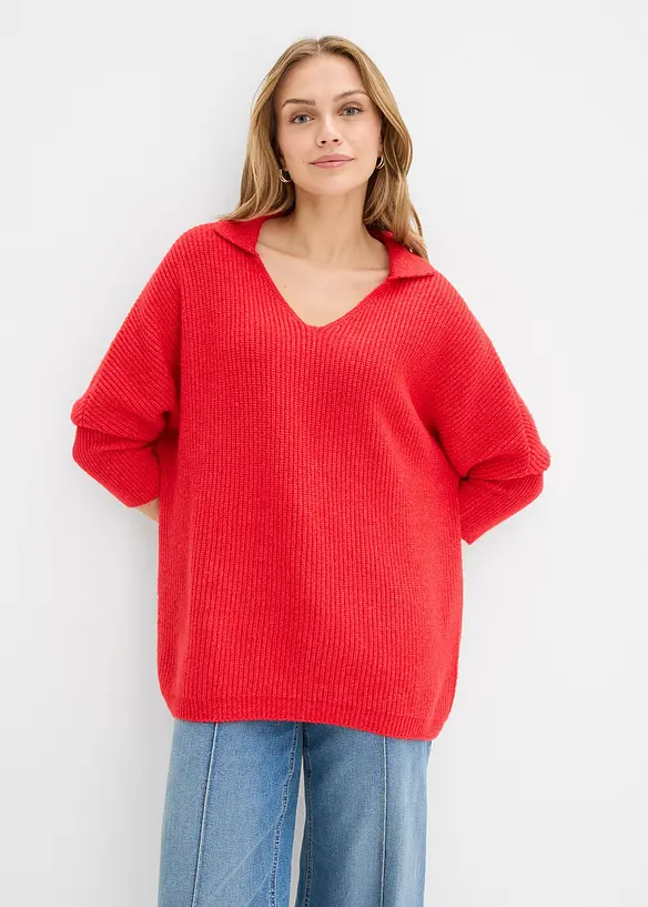Maglione oversize con colletto polo, bonprix