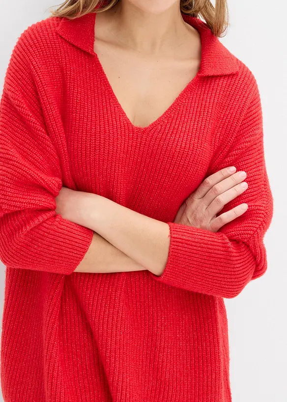 Maglione oversize con colletto polo, bonprix
