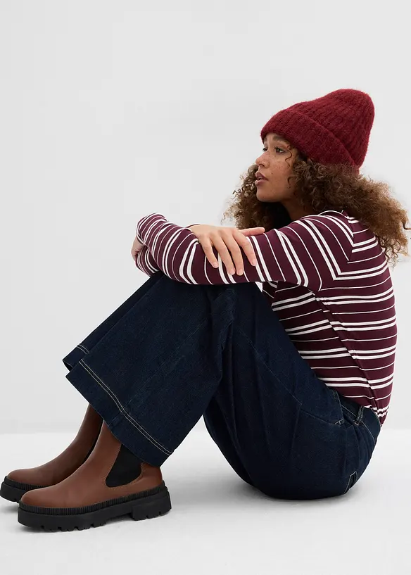 Jeans wide leg con cinta comoda, vita alta, bonprix