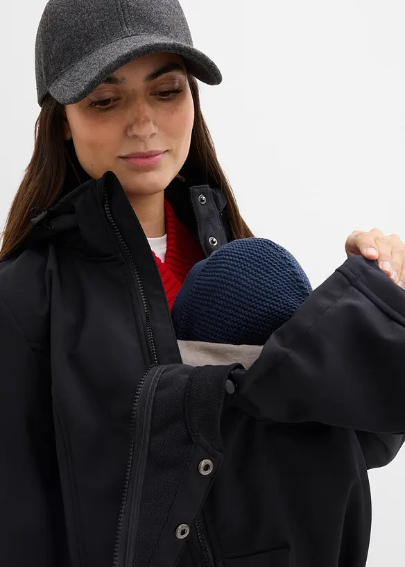 Softshell pr&eacute;maman 4 in 1 con inserto babywearing per portare davanti e dietro, bonprix