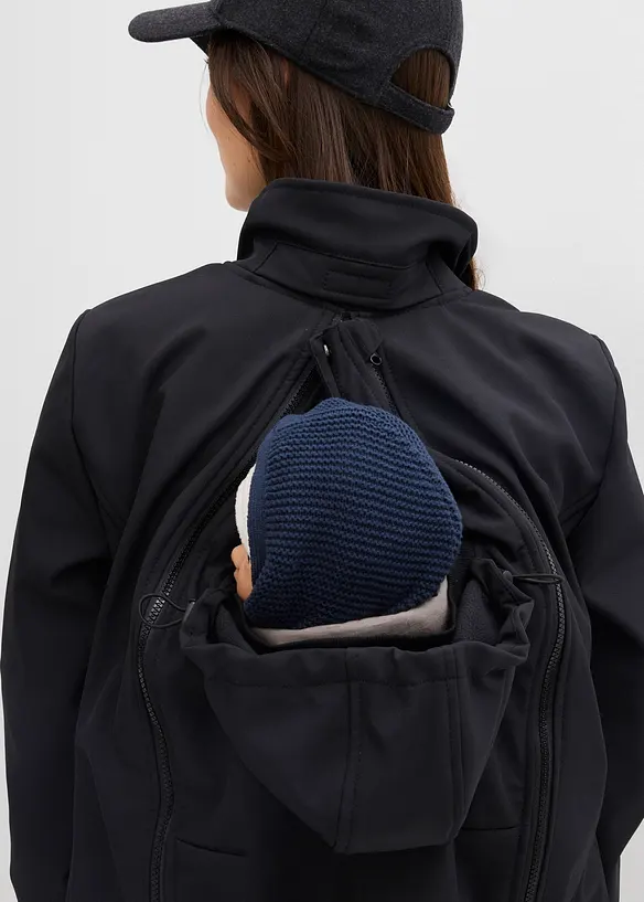 Softshell pr&eacute;maman 4 in 1 con inserto babywearing per portare davanti e dietro, bonprix