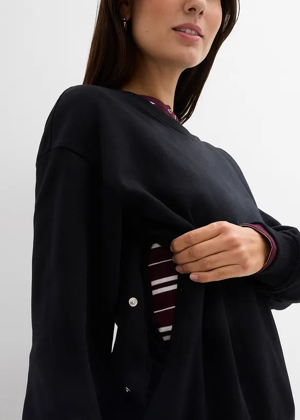 Felpa pr&eacute;maman / da allattamento 2 in 1 in puro cotone biologico, bonprix