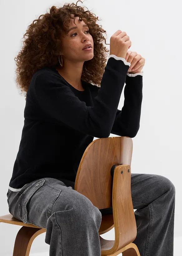 Maglietta in maglia con fondo a contrasto, bonprix