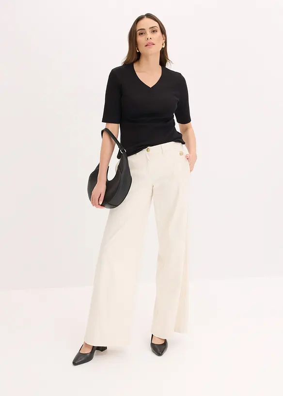 Pantaloni wide leg elasticizzati, bonprix