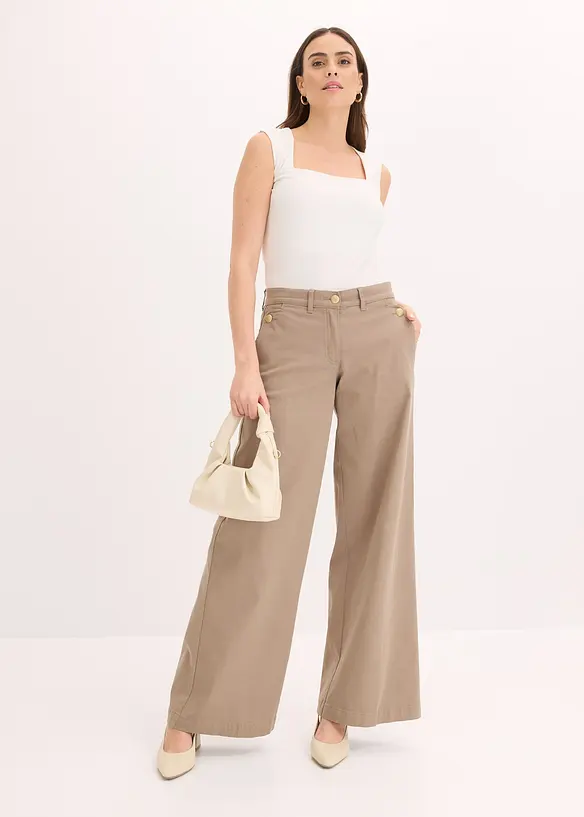 Pantaloni wide leg elasticizzati, bonprix