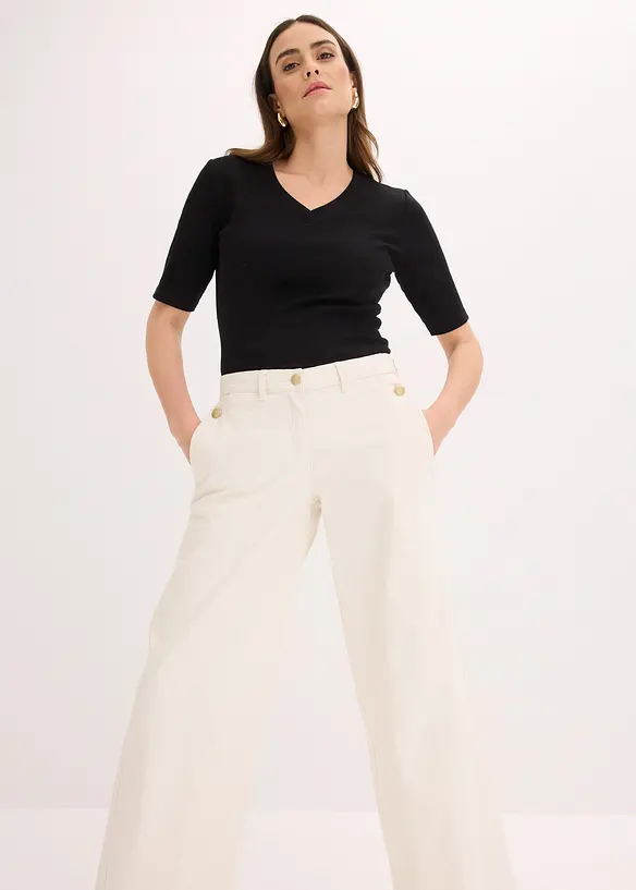Pantaloni wide leg elasticizzati, bonprix