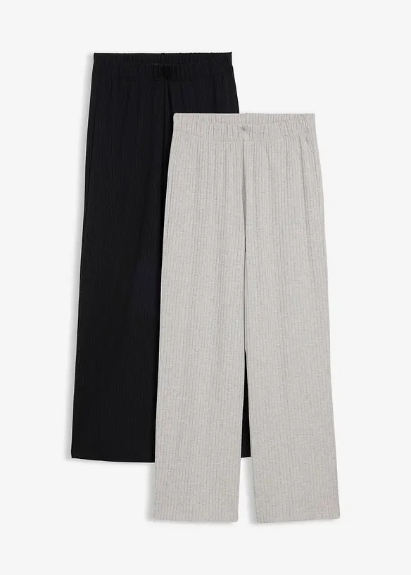 Pantaloni in jersey a coste (pacco da 2), bonprix