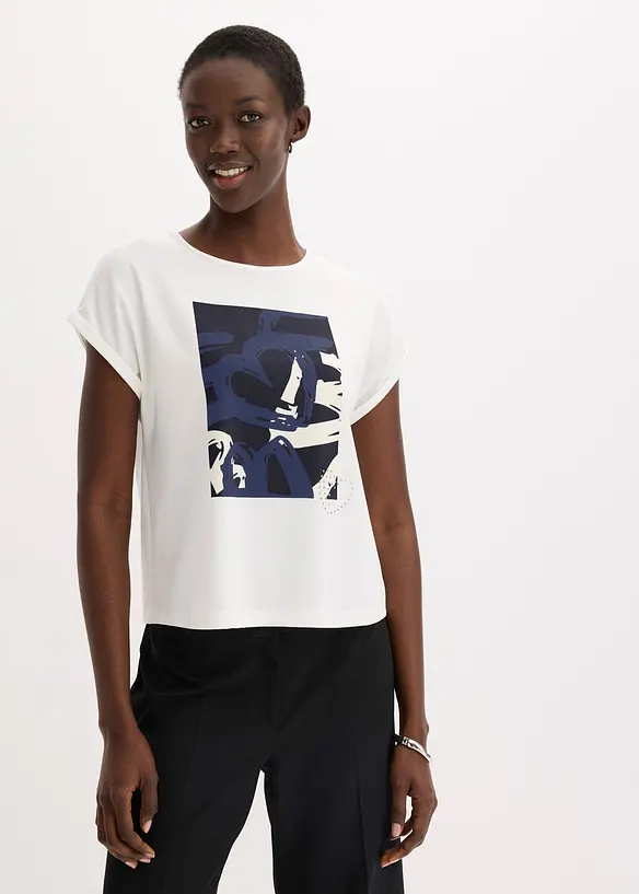 Maglia con viscosa e strass, bonprix