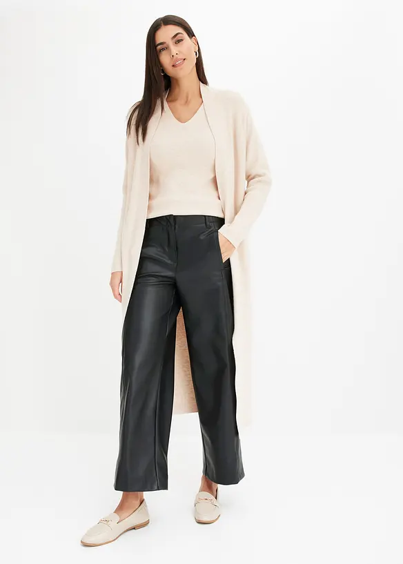 Maglione a coste in misto viscosa a maniche corte, bonprix