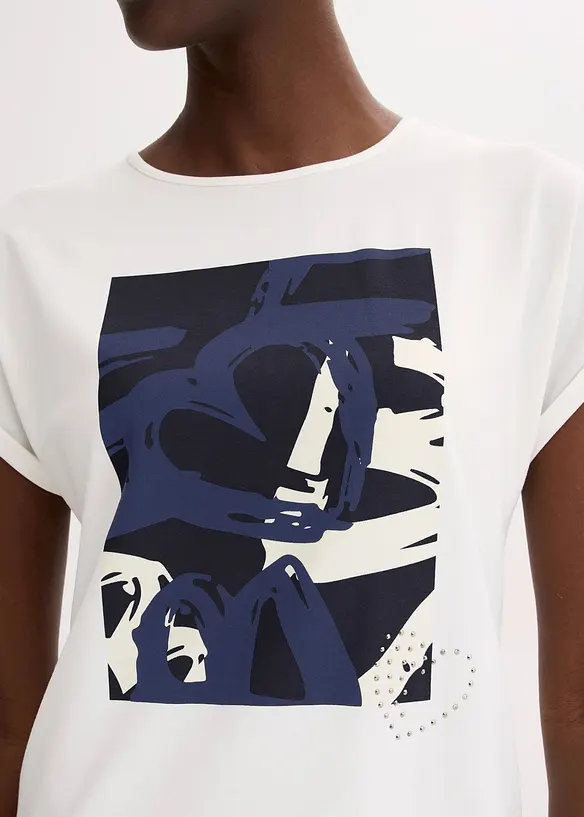 Maglia con viscosa e strass, bonprix