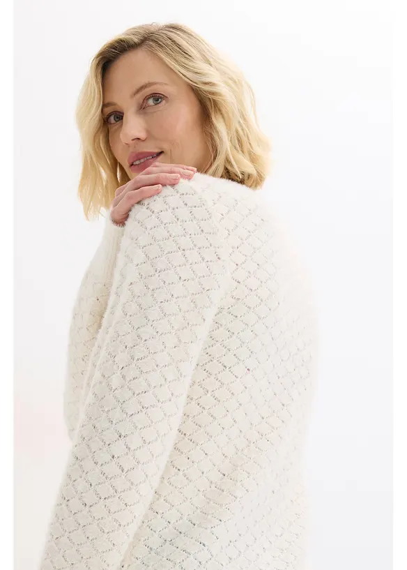 Maglione traforato con filato piumato, bonprix