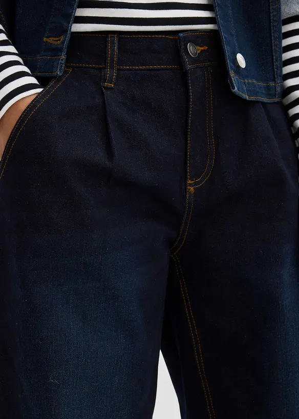 Jeans barrel elasticizzati, vita media, bonprix