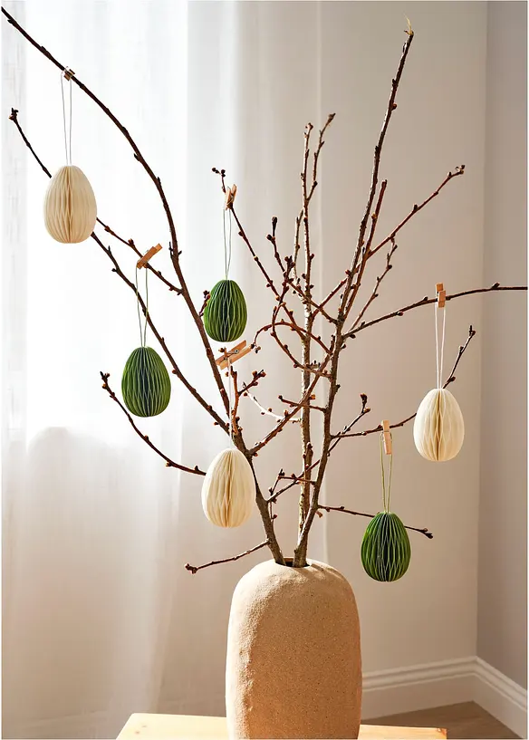 Decorazione da appendere con uova di carta (pacco da 6), bonprix