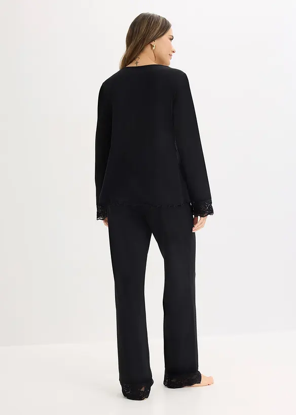 Pigiama con inserto di pizzo, bonprix