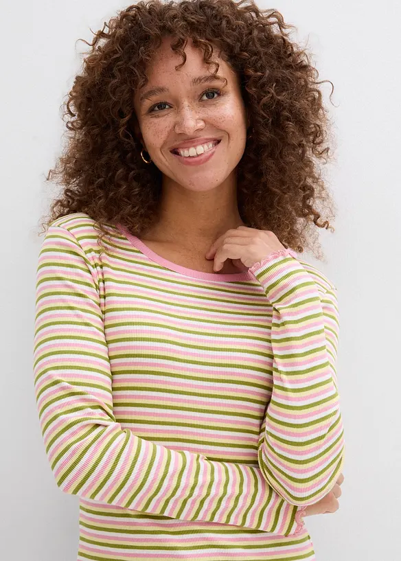 Maglia a costine a righe in cotone biologico, bonprix