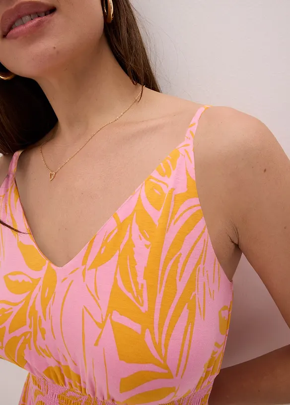 Abito con spalline in misto viscosa morbido fantasia, bonprix