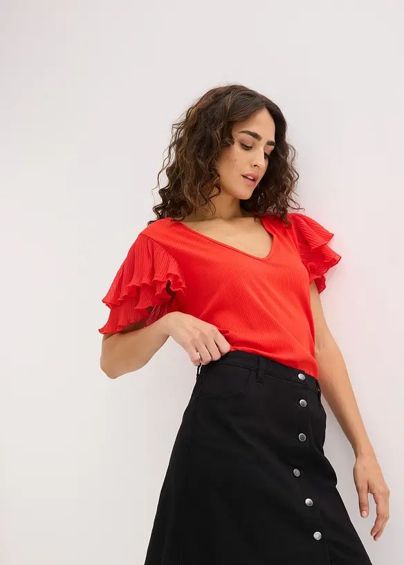 Maglia con volant, bonprix