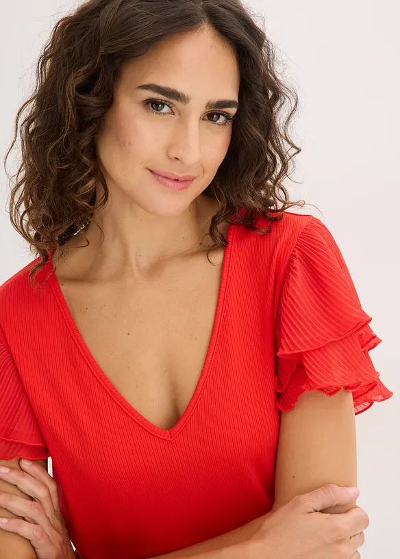 Maglia con volant, bonprix