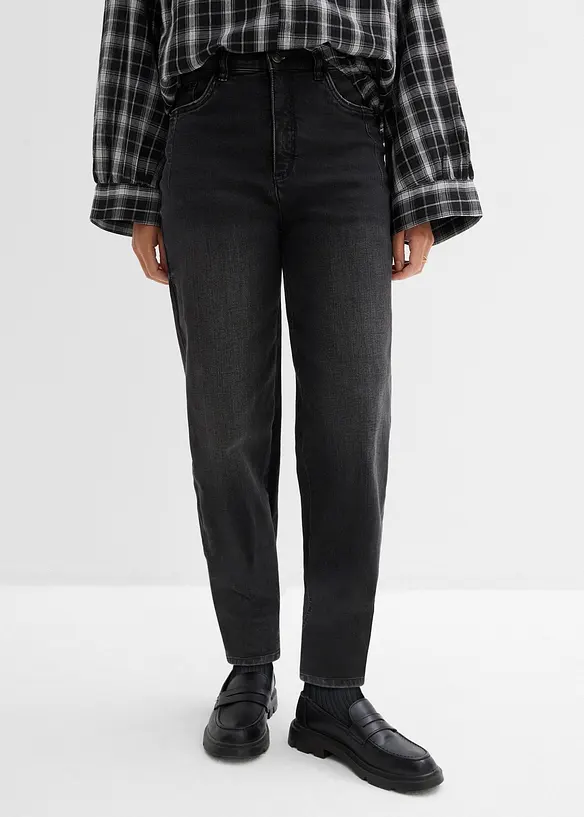 Jeans barrel shape in cotone biologico, vita alta, bonprix