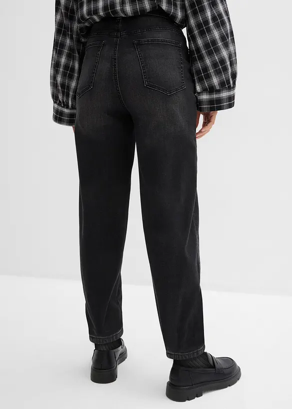 Jeans barrel shape in cotone biologico, vita alta, bonprix
