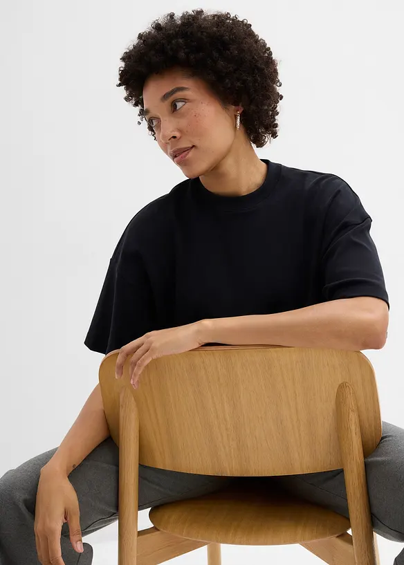 Maxi maglia corta in puro cotone biologico pesante, bonprix