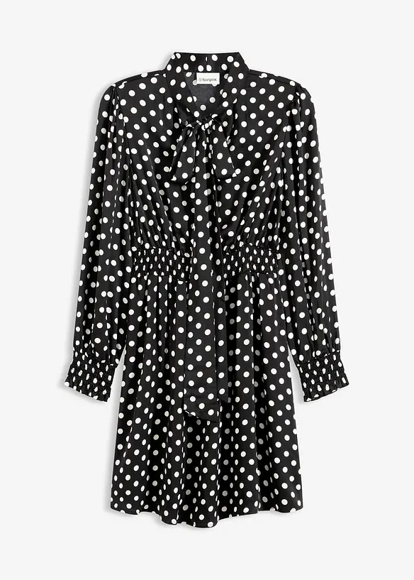 Abito in satin fluente con fiocco al collo, bonprix