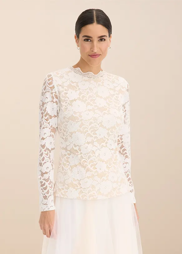 Maglia in pizzo a maniche lunghe, bonprix