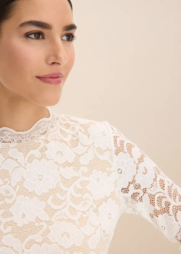 Maglia in pizzo a maniche lunghe, bonprix