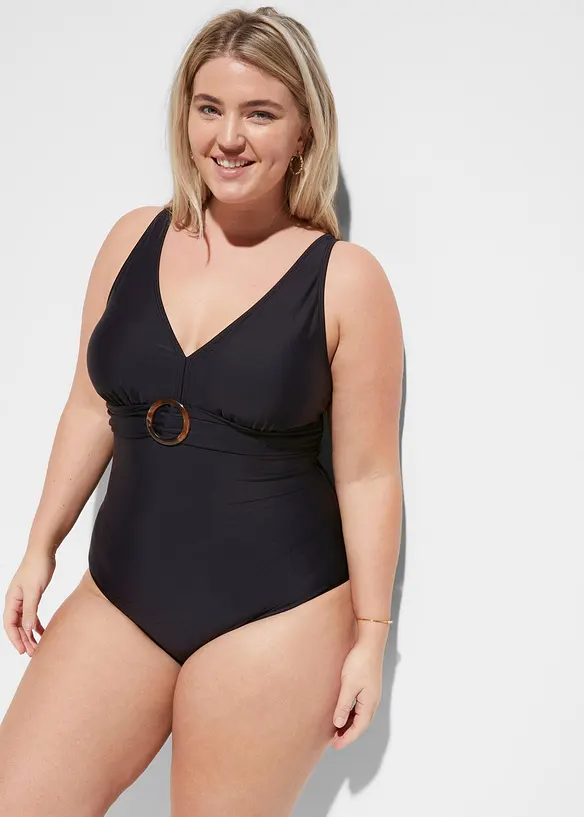 Costume intero con scollatura a V ed effetto modellante leggero, bonprix