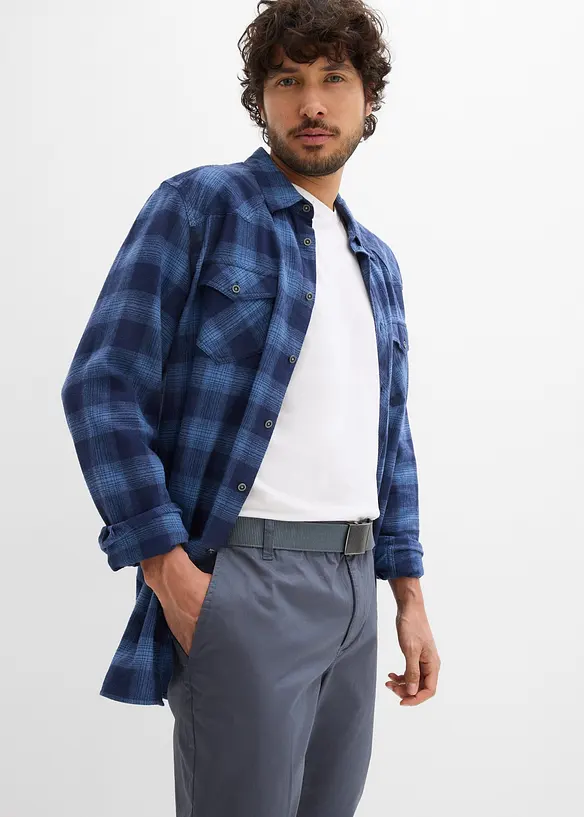 Pantaloni chino regular fit con vita elasticizzata e cintura, straight, bonprix