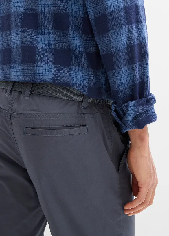 Pantaloni chino regular fit con vita elasticizzata e cintura, straight, bonprix