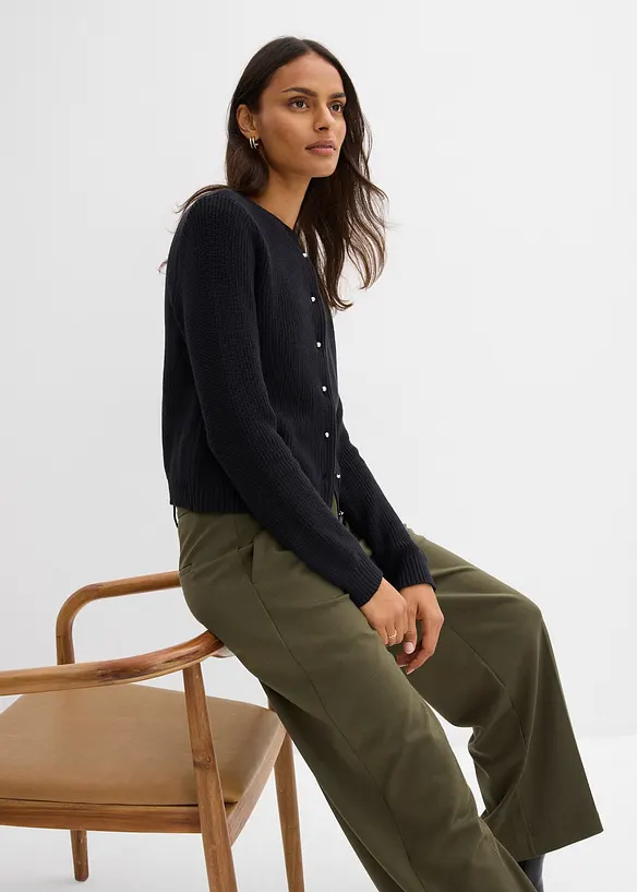 Cardigan in misto lana con bottoni decorativi, bonprix