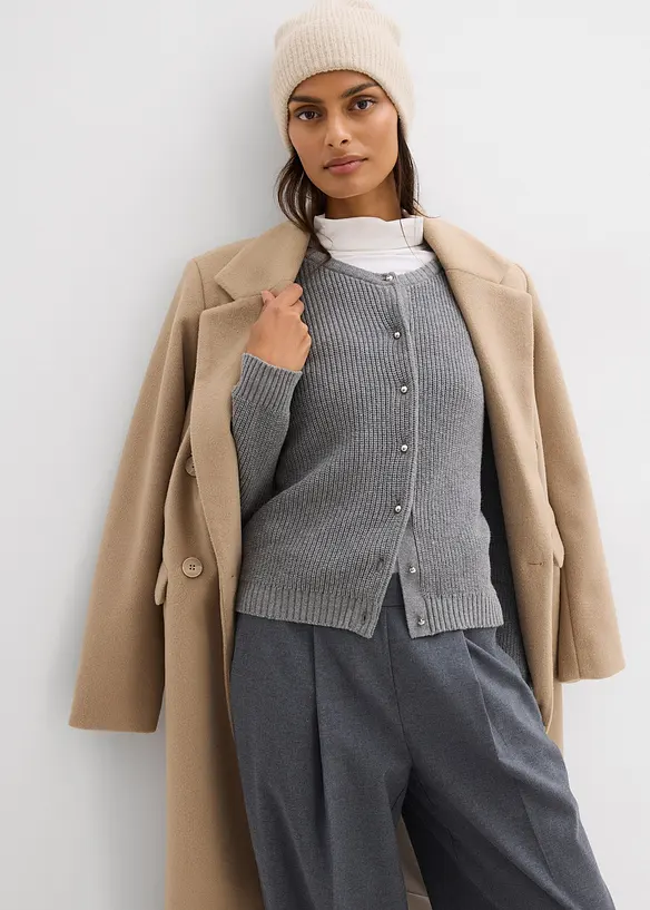 Cardigan in misto lana con bottoni decorativi, bonprix