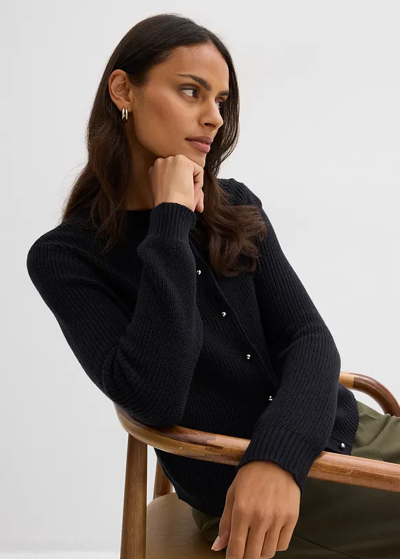 Cardigan in misto lana con bottoni decorativi, bonprix