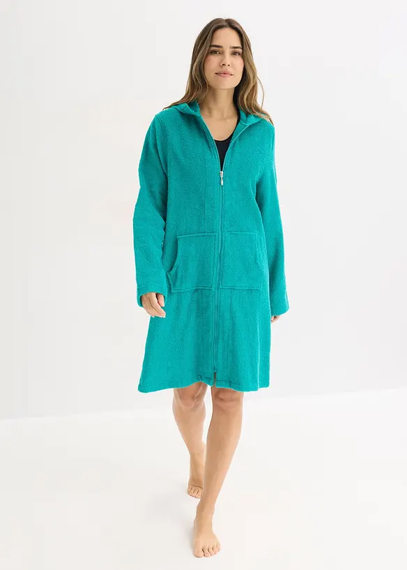 Accappatoio in spugna di cotone biologico con cerniera, bonprix