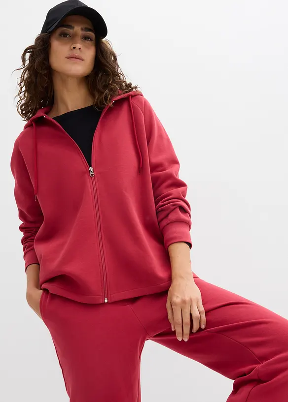 Felpa con zip in puro cotone biologico, bonprix