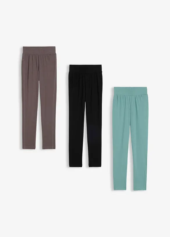Leggings elasticizzati in misto cotone biologico elasticizzato (pacco da 3), bonprix