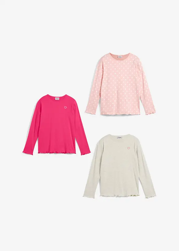 Maglia a maniche lunghe in cotone biologico (pacco da 3), bonprix
