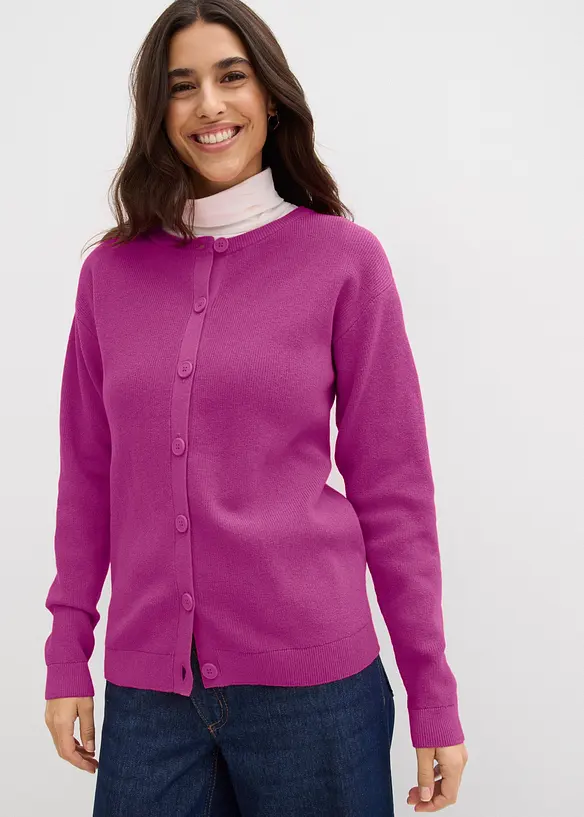 Cardigan girocollo in filato fine, bonprix