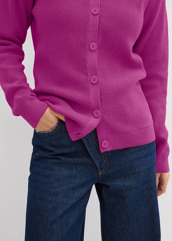 Cardigan girocollo in filato fine, bonprix