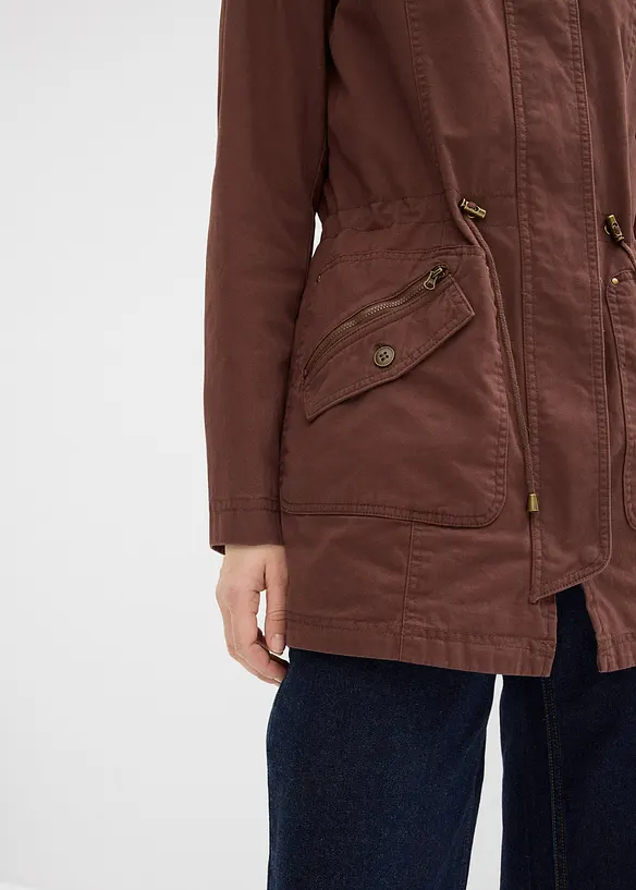 Parka corto in cotone a collo alto con coulisse, bonprix