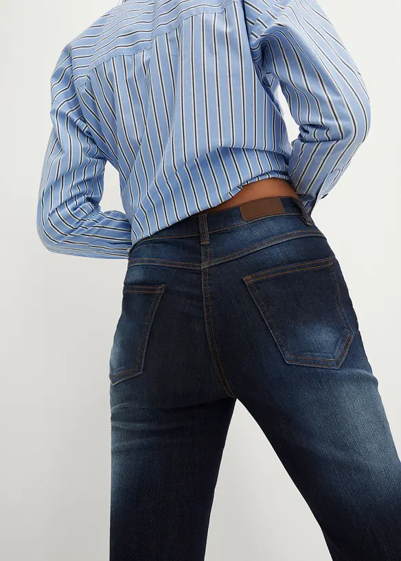 Jeans bootcut elasticizzati, vita media, bonprix
