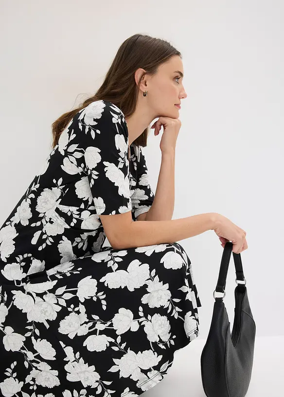 Abito in jersey con drappeggio in misto viscosa morbido, bonprix