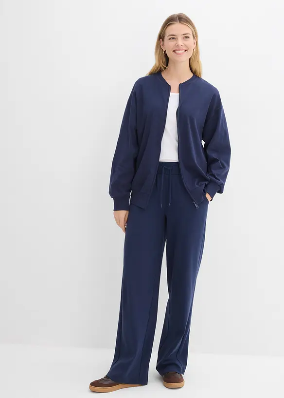 Felpa con zip in puro cotone, bonprix