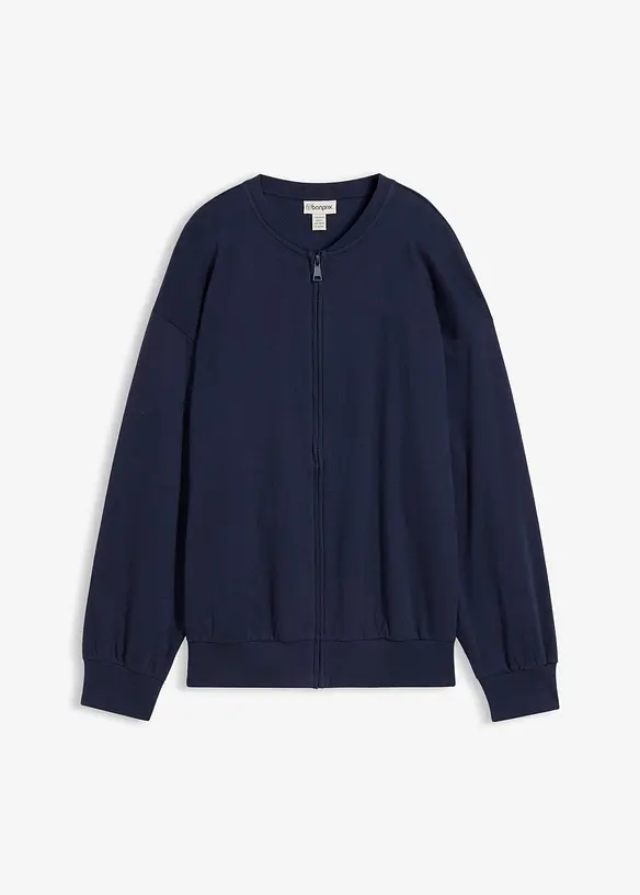 Felpa con zip in puro cotone, bonprix