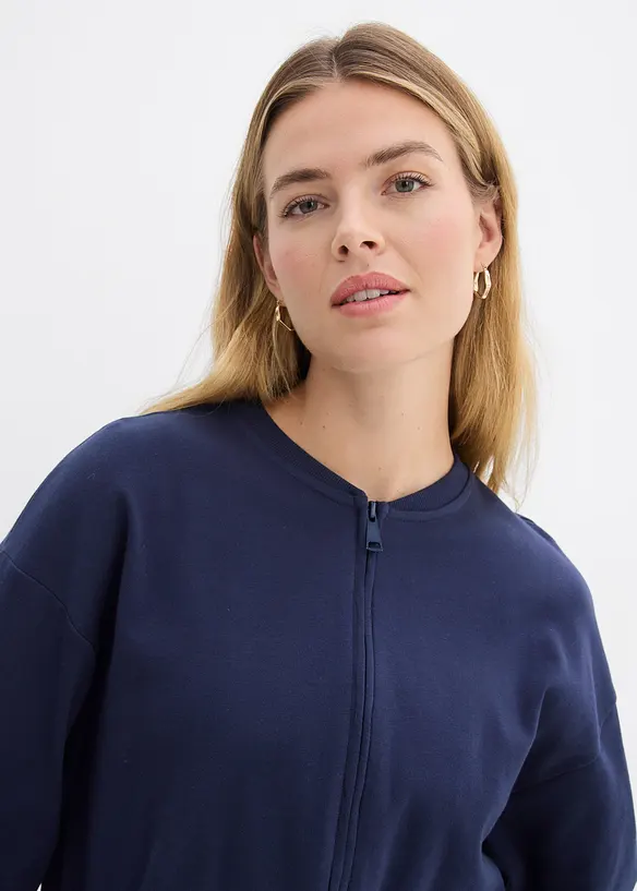 Felpa con zip in puro cotone, bonprix