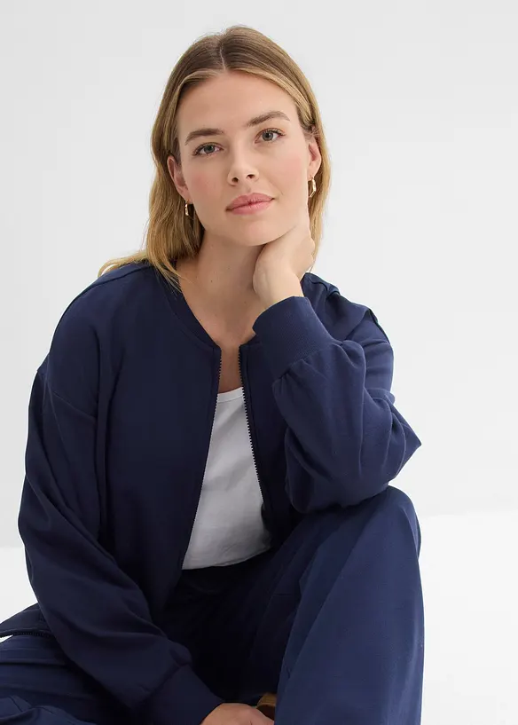 Felpa con zip in puro cotone, bonprix