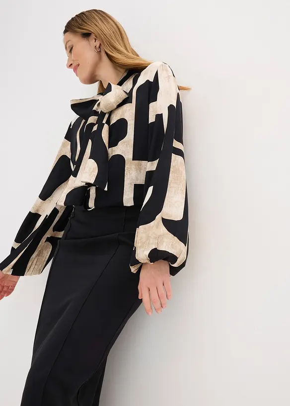 Camicetta con fiocco in viscosa fluente, bonprix