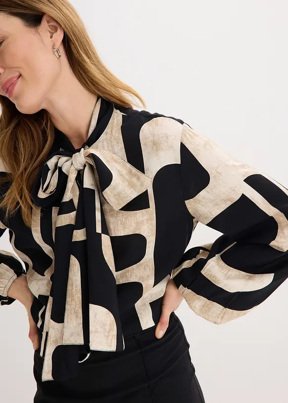 Camicetta con fiocco in viscosa fluente, bonprix