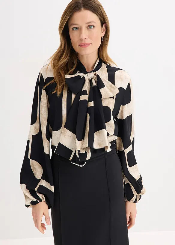 Camicetta con fiocco in viscosa fluente, bonprix